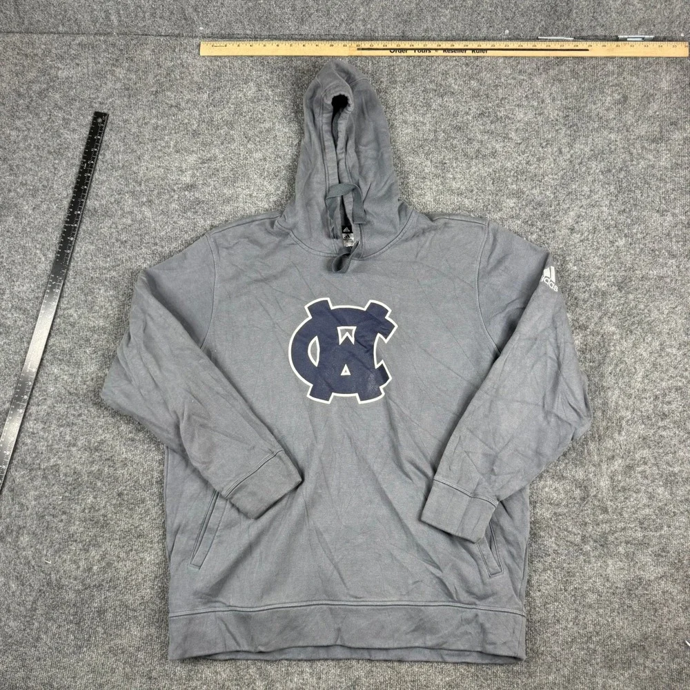Adidas Hoodie Mens Size 2XL Grey Graphic Pullover Long Sleeve Athletic Shirt